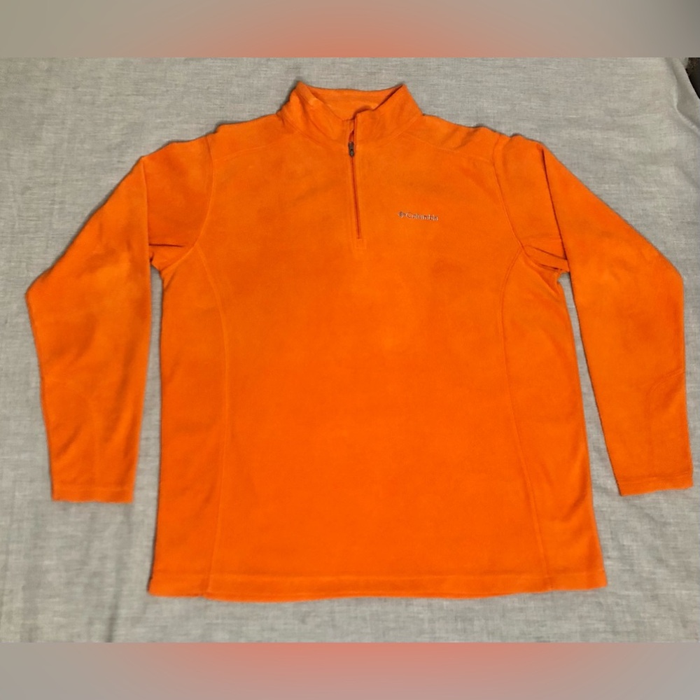 Columbia Men’s Orange Fleece 1/4”Zip Top Size Large